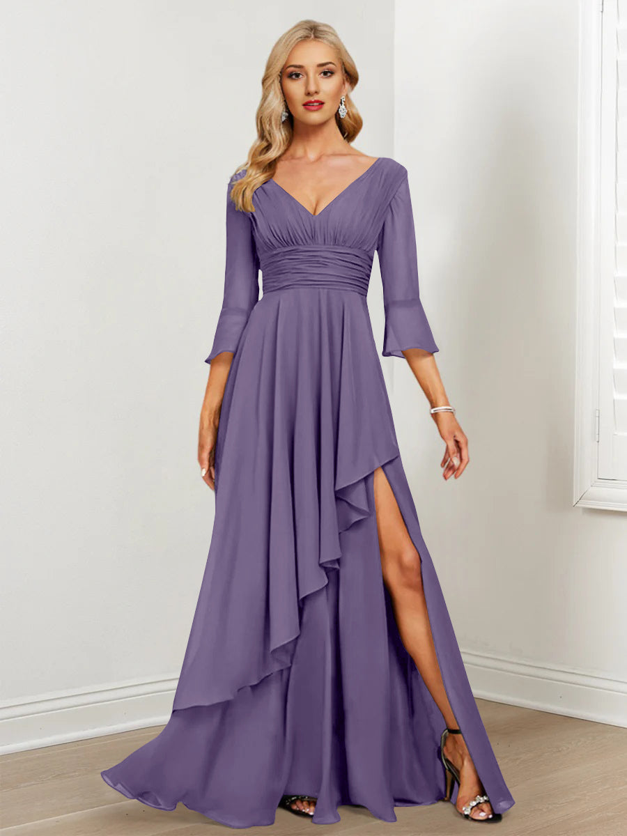 A-Line/Princess V-Neck Mother of the Bride Dresses with Ruffles