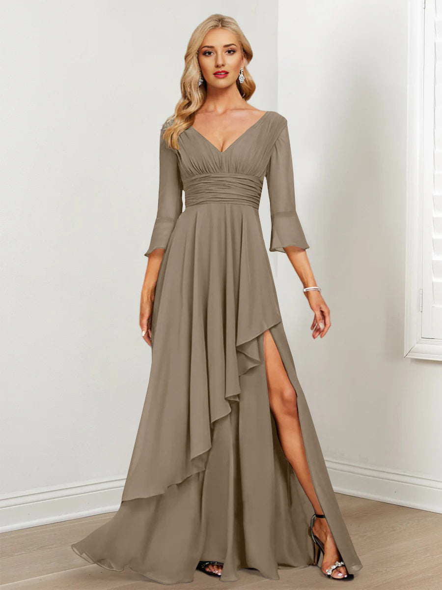 A-Line/Princess V-Neck Mother of the Bride Dresses with Ruffles