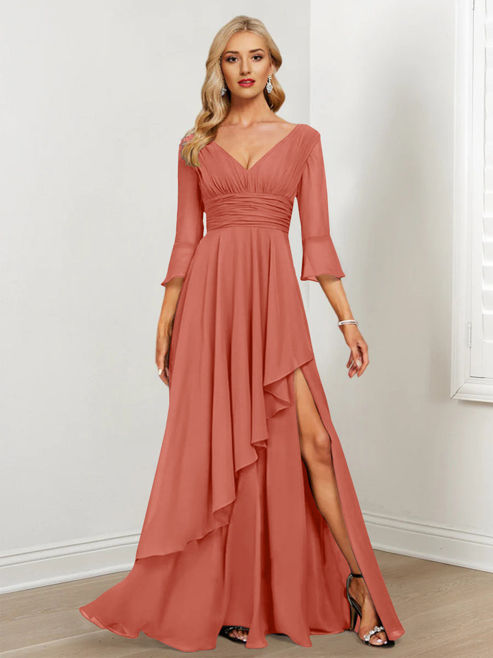 A-Line/Princess V-Neck Mother of the Bride Dresses with Ruffles