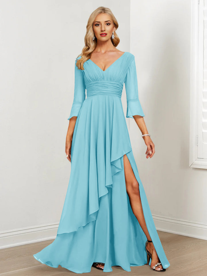 A-Line/Princess V-Neck Mother of the Bride Dresses with Ruffles