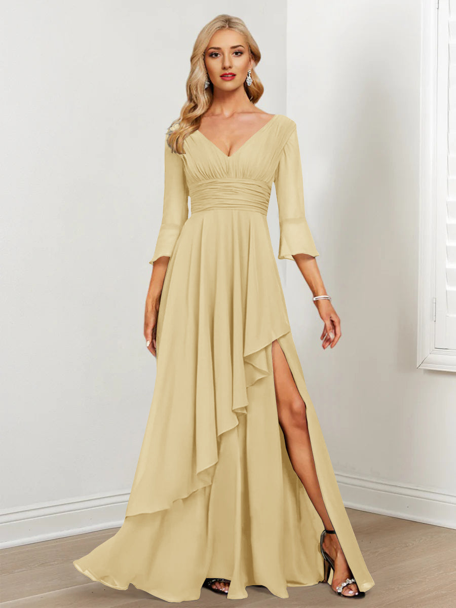 A-Line/Princess V-Neck Mother of the Bride Dresses with Ruffles