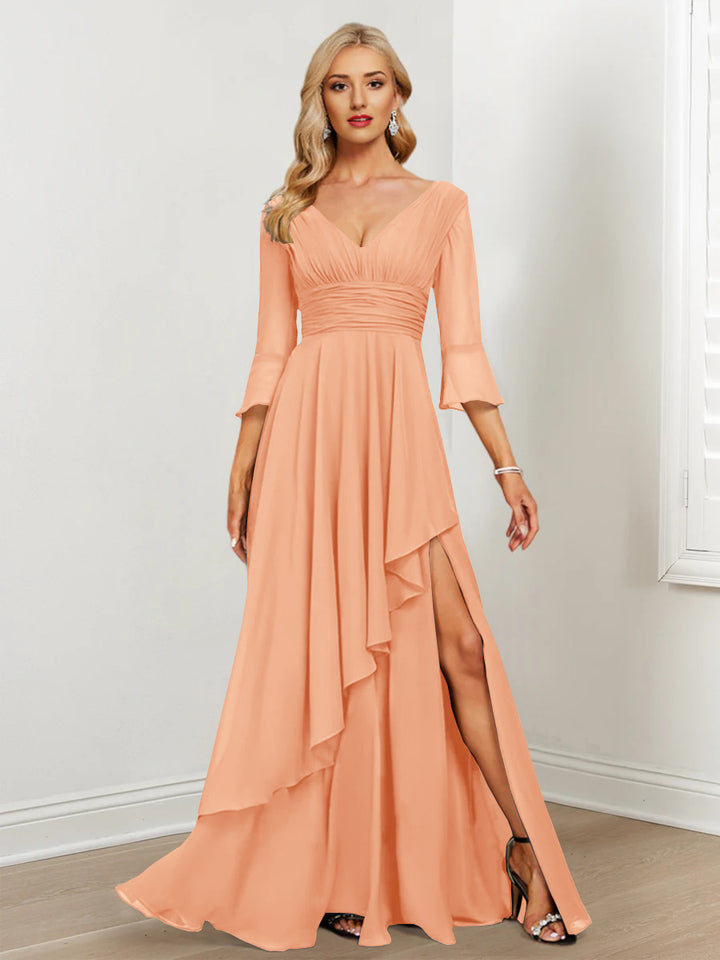 A-Line/Princess V-Neck Mother of the Bride Dresses with Ruffles