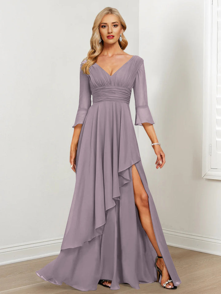 A-Line/Princess V-Neck Mother of the Bride Dresses with Ruffles