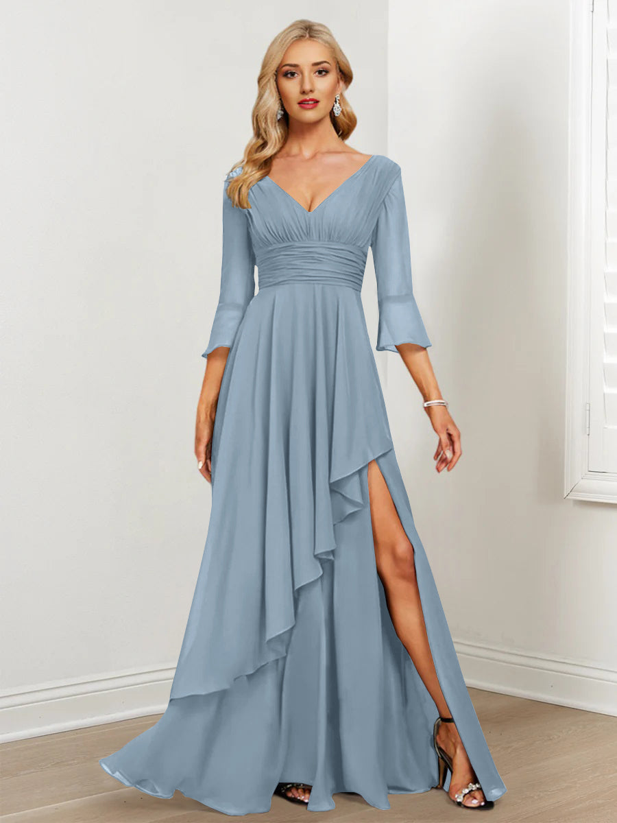 A-Line/Princess V-Neck Mother of the Bride Dresses with Ruffles