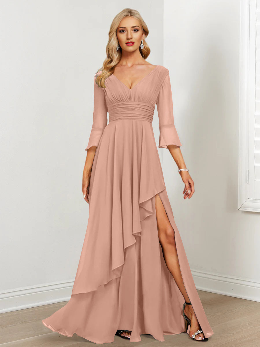 A-Line/Princess V-Neck Mother of the Bride Dresses with Ruffles