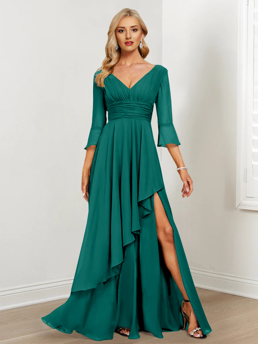 A-Line/Princess V-Neck Mother of the Bride Dresses with Ruffles