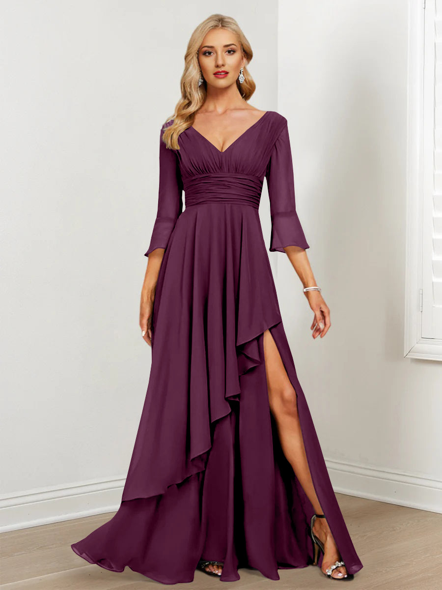 A-Line/Princess V-Neck Mother of the Bride Dresses with Ruffles