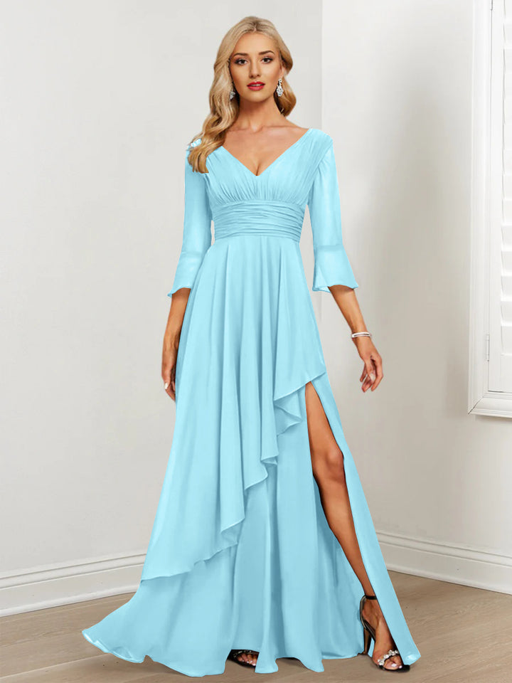 A-Line/Princess V-Neck Mother of the Bride Dresses with Ruffles