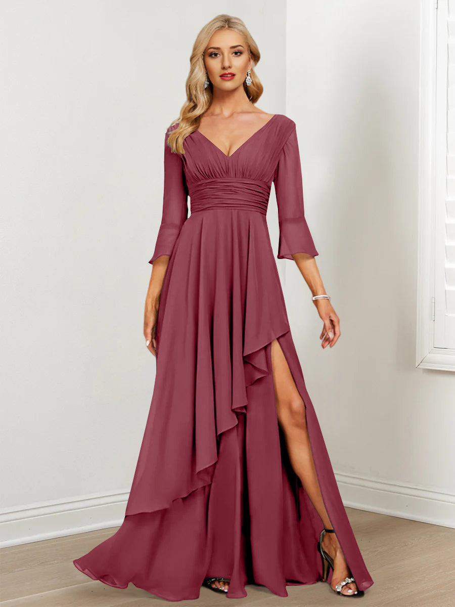 A-Line/Princess V-Neck Mother of the Bride Dresses with Ruffles