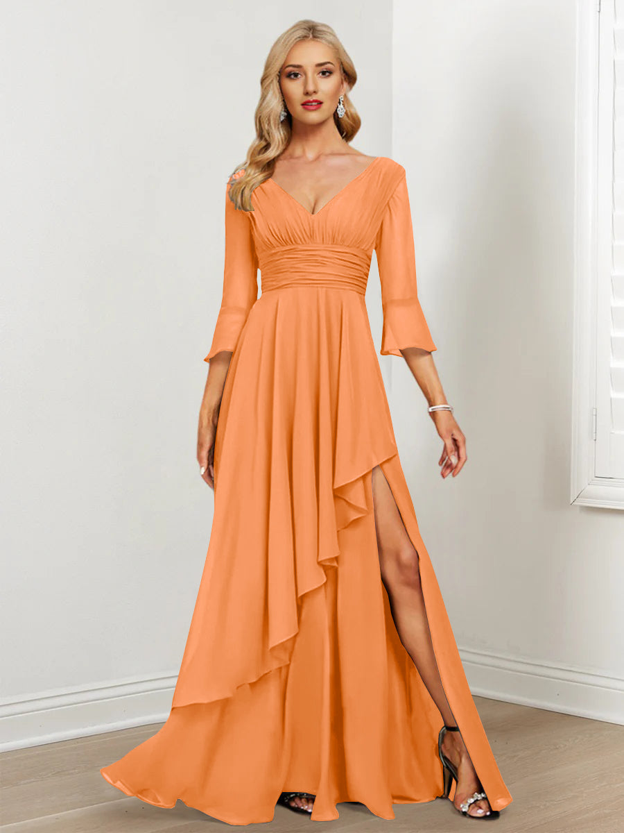 A-Line/Princess V-Neck Mother of the Bride Dresses with Ruffles