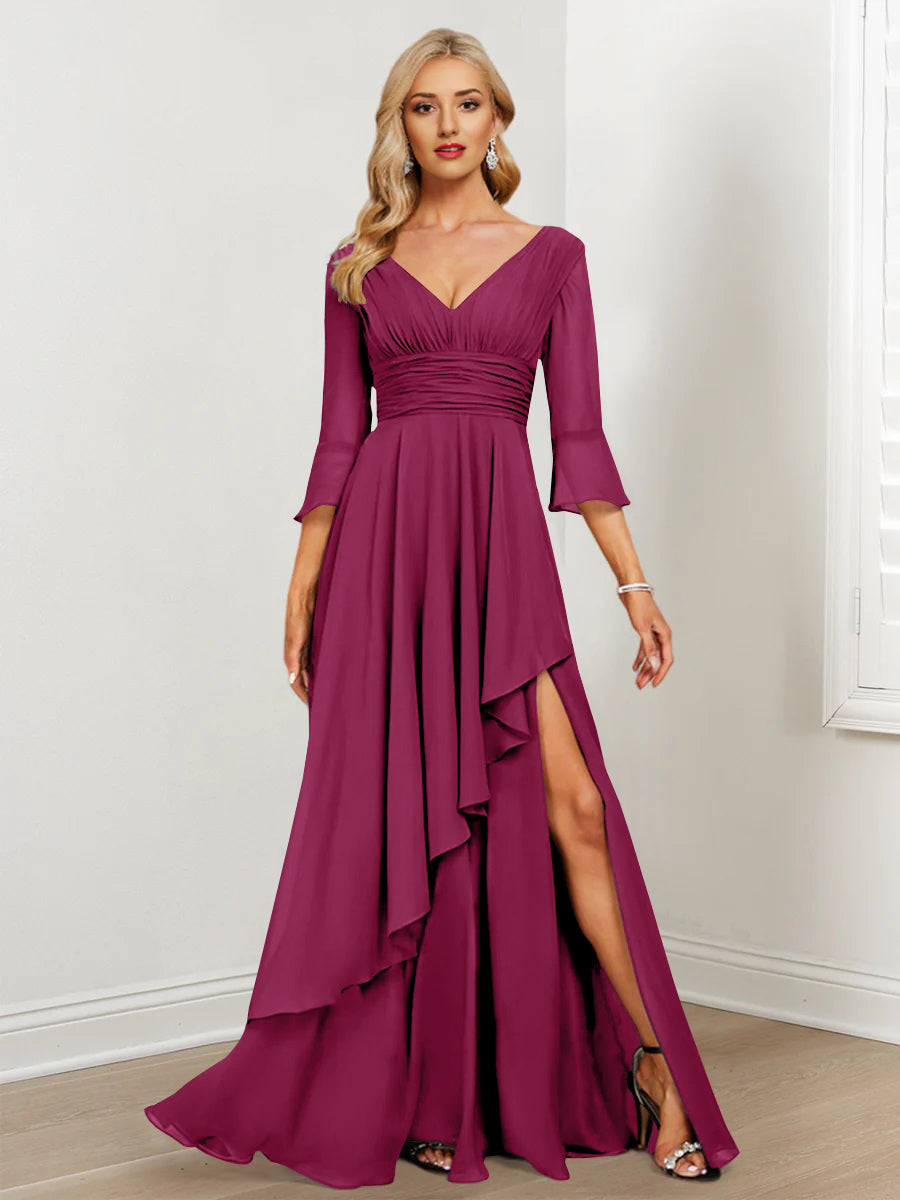 A-Line/Princess V-Neck Mother of the Bride Dresses with Ruffles