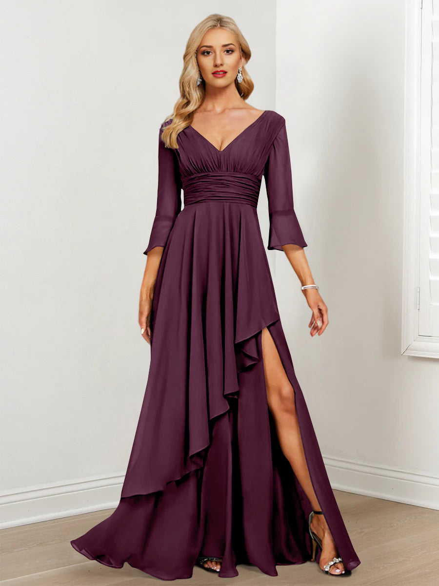 A-Line/Princess V-Neck Mother of the Bride Dresses with Ruffles