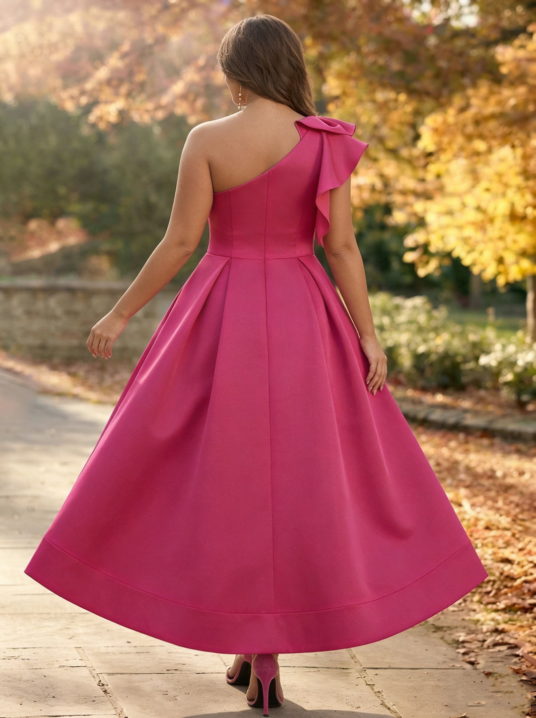 A-Line/Princess One-Shoulder Sleeveless Asymmetrical Plus Size Mother of the Bride Dresses with Ruffles