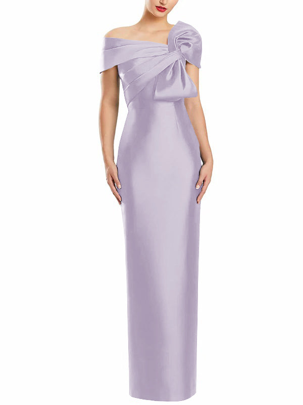 Sheath/Column One-Shoulder Floor-Length Mother of the Bride Dresses with Bow