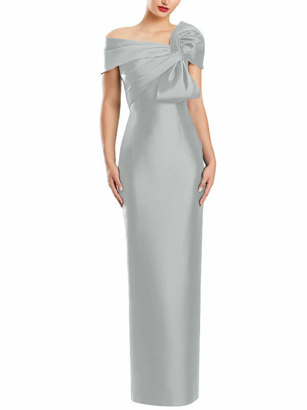 Sheath/Column One-Shoulder Floor-Length Mother of the Bride Dresses with Bow