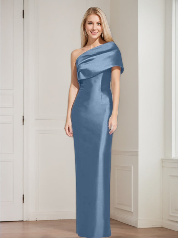 Sheath/Column One-Shoulder Sleeveless Floor-Length Mother of the Bride Dresses with Bowknot