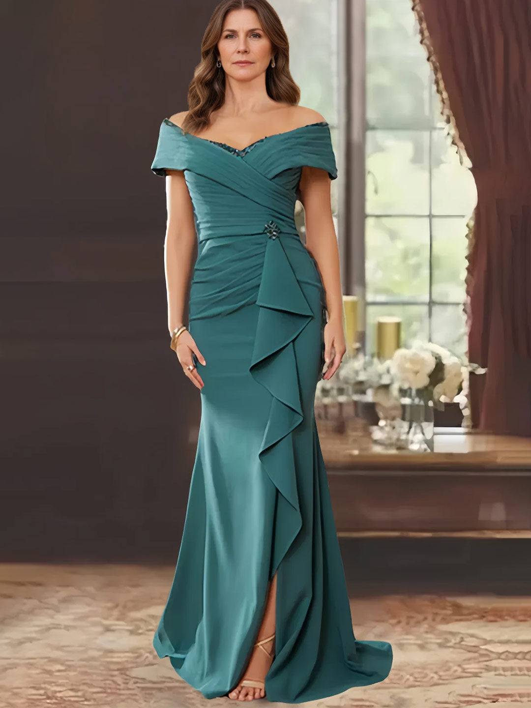 Summer Jade Couture Mother Of The Bride Dresses 2019 Formal Dresses 2026 Burnt Orange For Women's Summer Jade Couture Mother Of The Bride Dresses 2019 Formal Dresses 2026 Burnt Orange For Women's