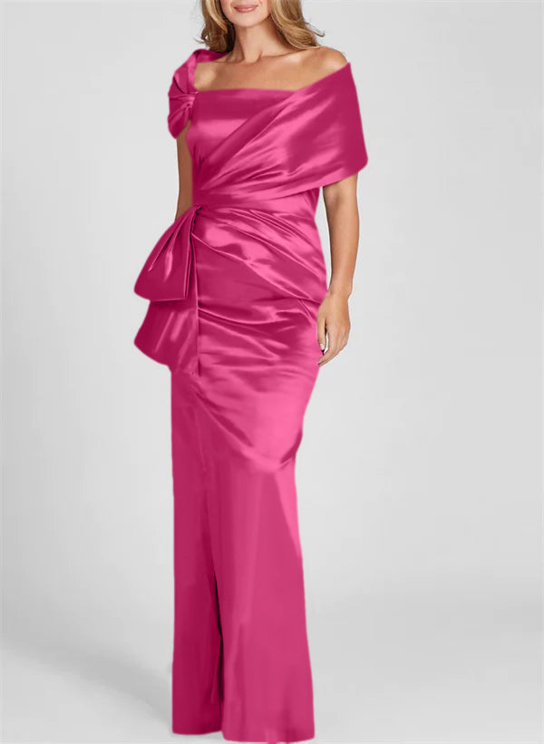 Sheath/Column Off-the-Shoulder Floor-Length Mother of the Bride Dresses Fuchsia Sheath/Column Off-the-Shoulder Floor-Length Mother of the Bride Dresses Fuchsia
