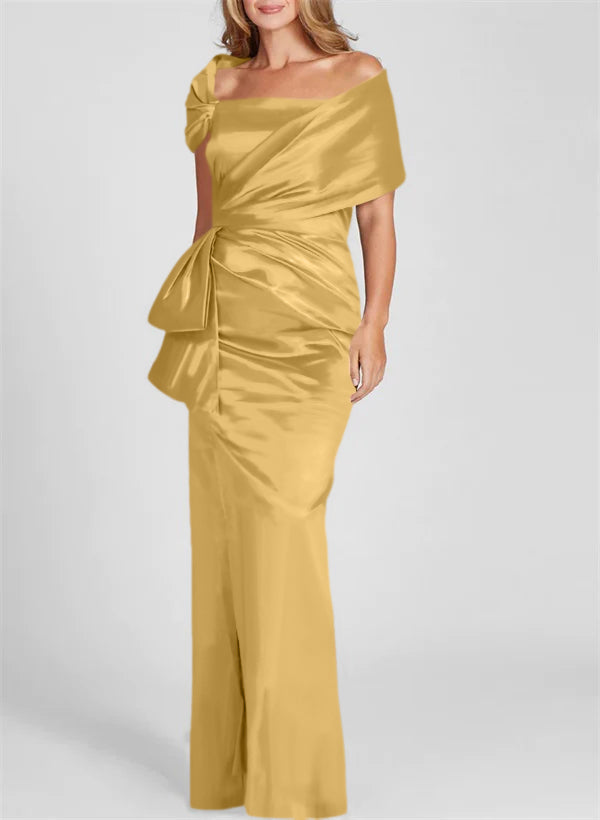 champagner Sheath/Column Off-the-Shoulder Floor-Length Mother of the Bride Dresses