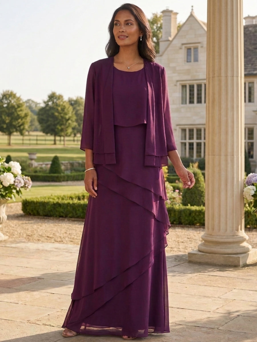 Sheath/Column Floor-Length Mother of the Bride Dresses with Jacket