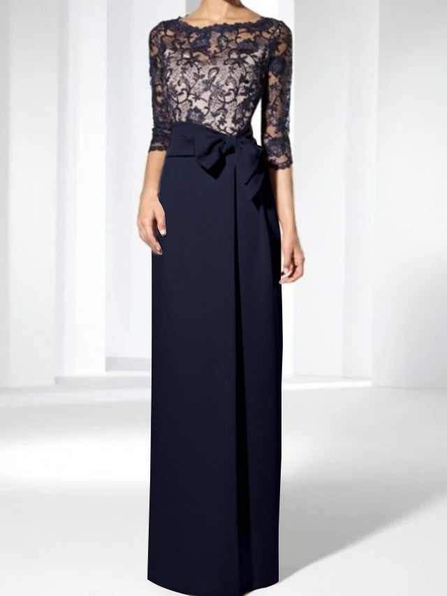 Sheath/Column Jewel Neck Floor-Length Mother of the Bride Dresses