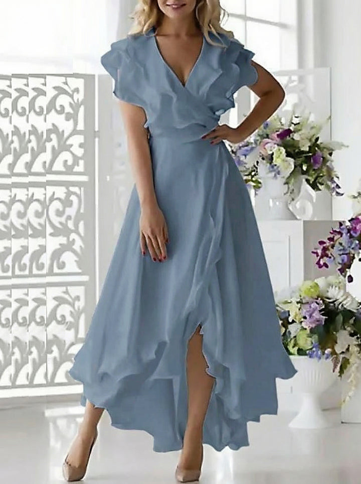 A-Line/Princess V-Neck Asymmetrical Mother of the Bride Dresses