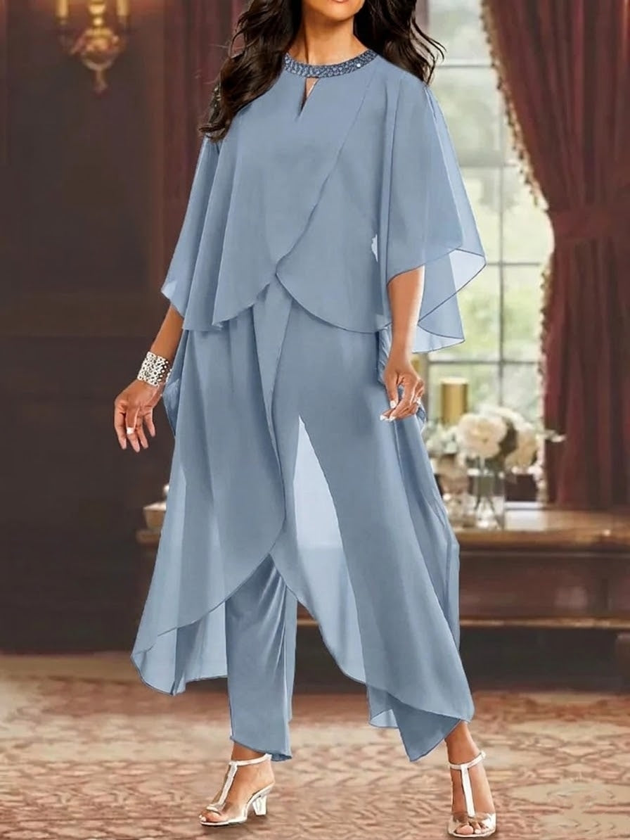 Chiffon Scoop Mother of the Bride Pantsuits