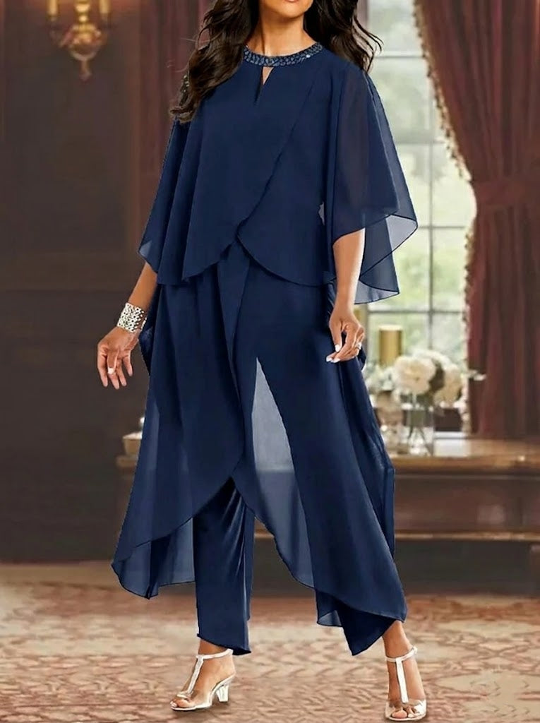 Chiffon Scoop Mother of the Bride Pantsuits