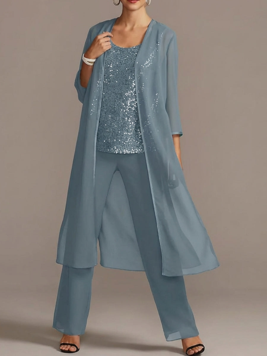 Chiffon Scoop Mother of the Bride Pantsuits