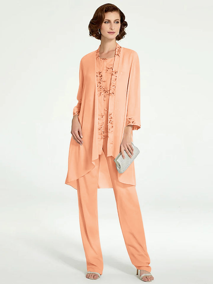 Chiffon Mother of the Bride Pantsuits with Jacket