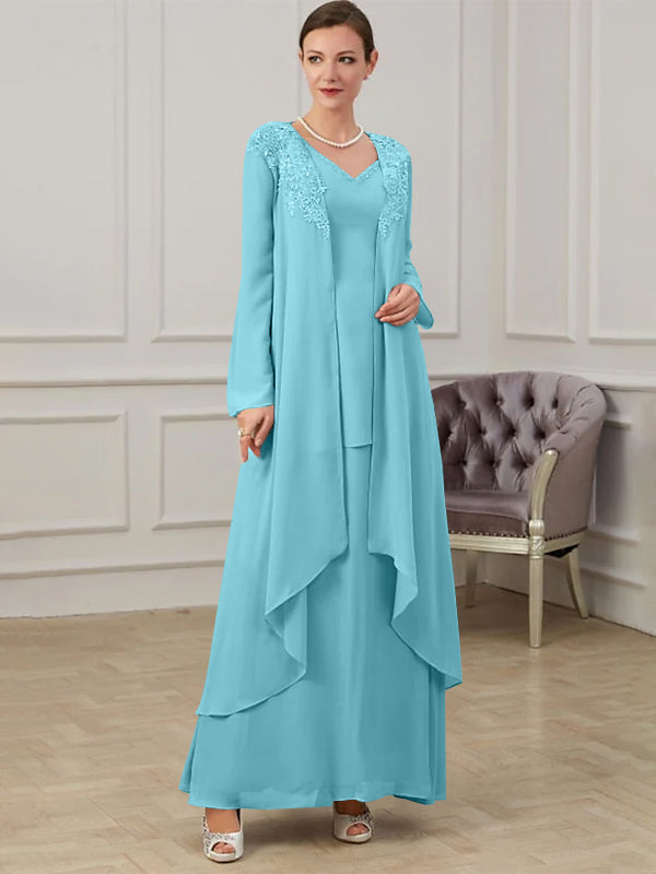 A-Line/Princess V-Neck Floor-Length Mother of the Bride Dresses