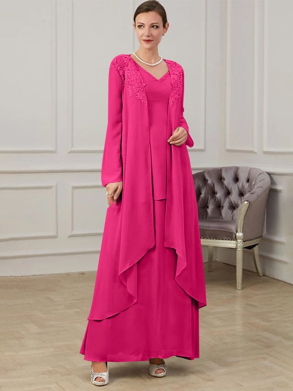 A-Line/Princess V-Neck Floor-Length Mother of the Bride Dresses