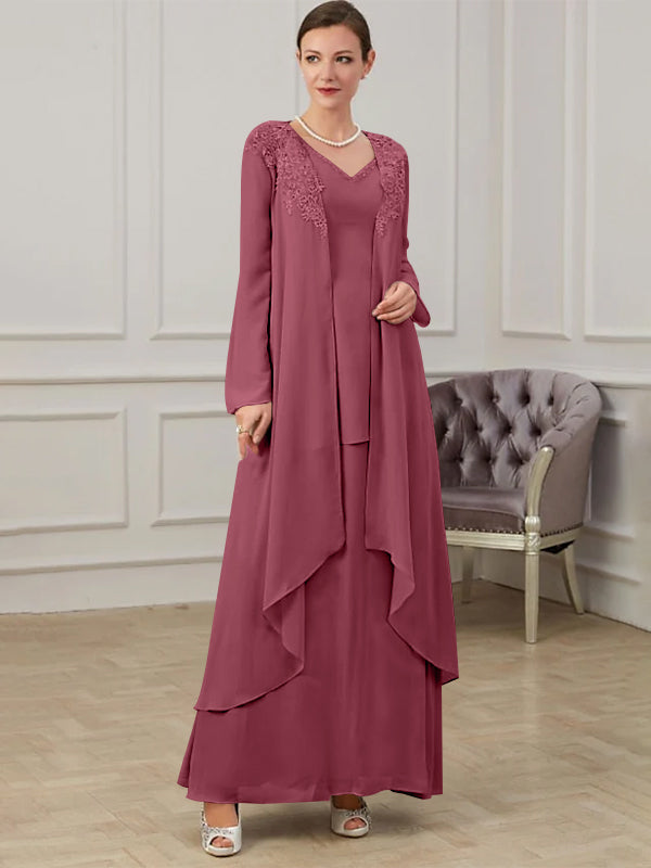 A-Line/Princess V-Neck Floor-Length Mother of the Bride Dresses