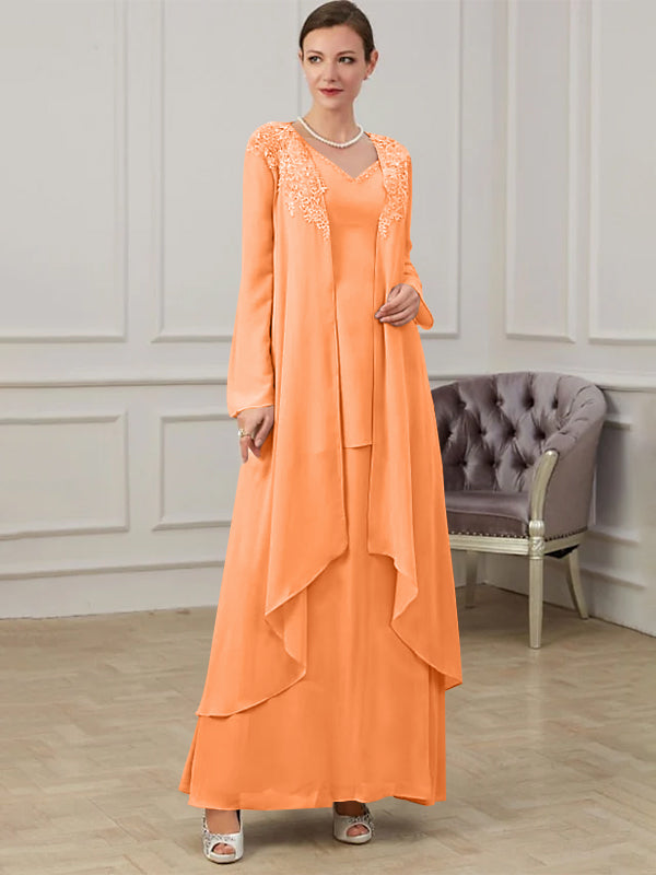 A-Line/Princess V-Neck Floor-Length Mother of the Bride Dresses