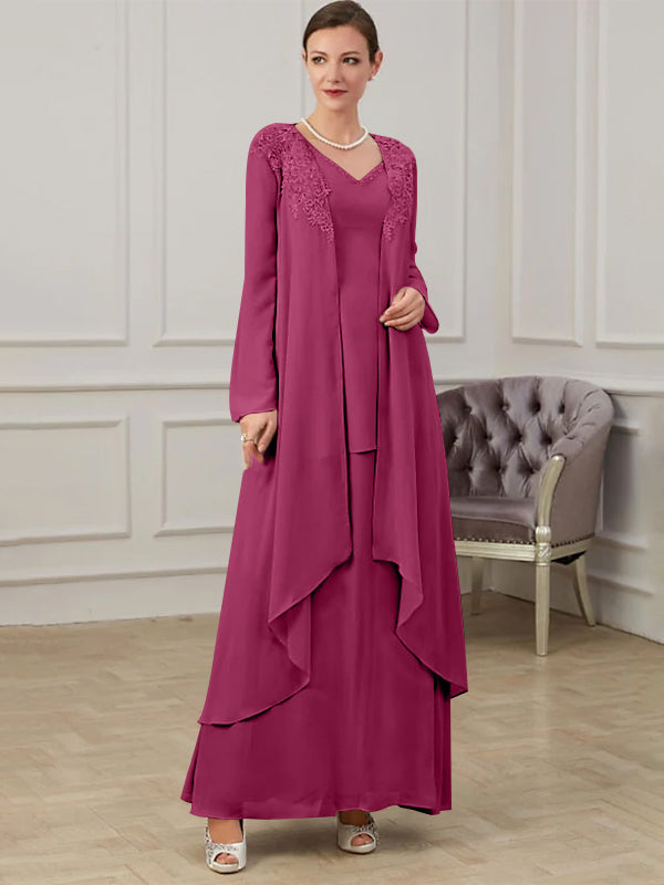 A-Line/Princess V-Neck Floor-Length Mother of the Bride Dresses