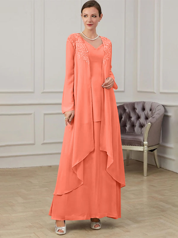 A-Line/Princess V-Neck Floor-Length Mother of the Bride Dresses