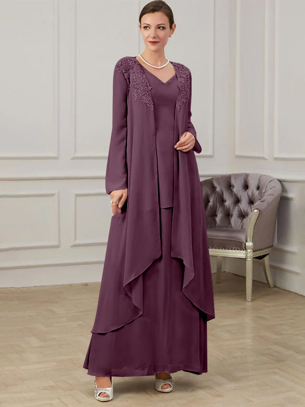 A-Line/Princess V-Neck Floor-Length Mother of the Bride Dresses