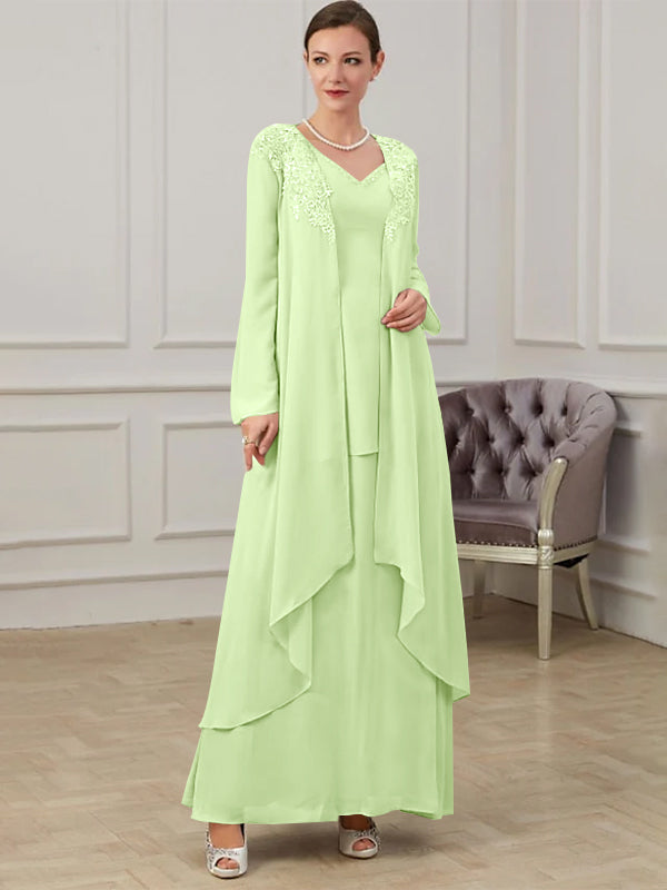 A-Line/Princess V-Neck Floor-Length Mother of the Bride Dresses