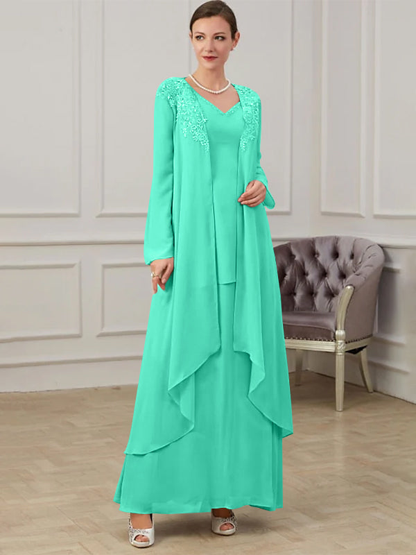 A-Line/Princess V-Neck Floor-Length Mother of the Bride Dresses