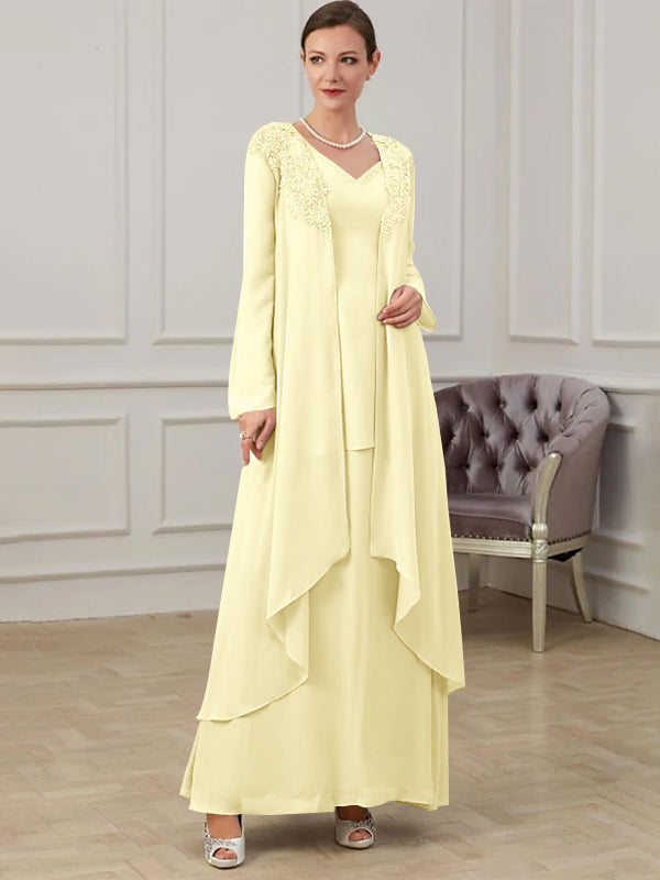 A-Line/Princess V-Neck Floor-Length Mother of the Bride Dresses