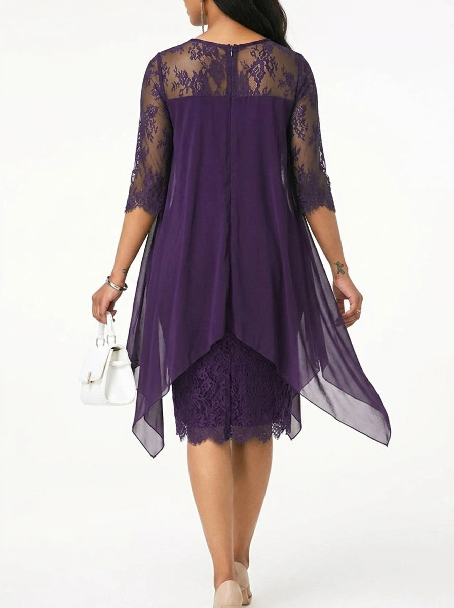 Sheath/Column Jewel Neck Knee-Length Mother of the Bride Dresses