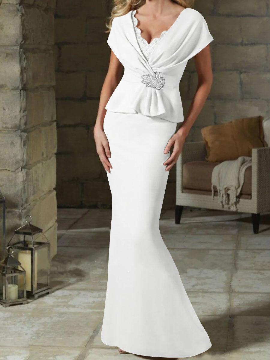 Sheath/Column V-Neck Mother of the Bride Dresses with Belt Mondressy