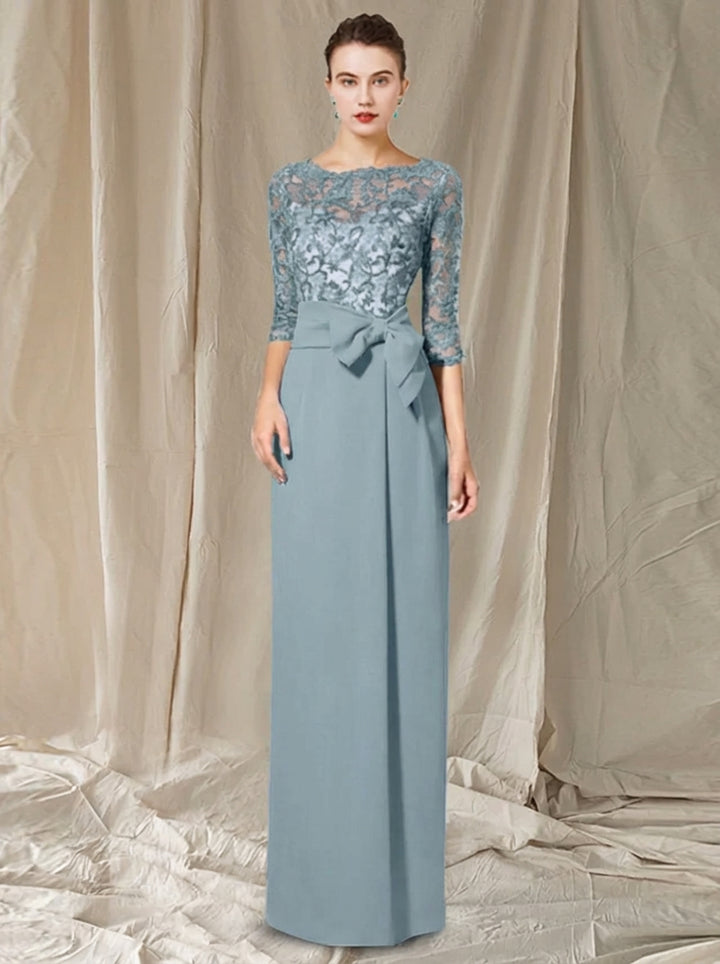 Sheath/Column Jewel Neck Floor-Length Mother of the Bride Dresses