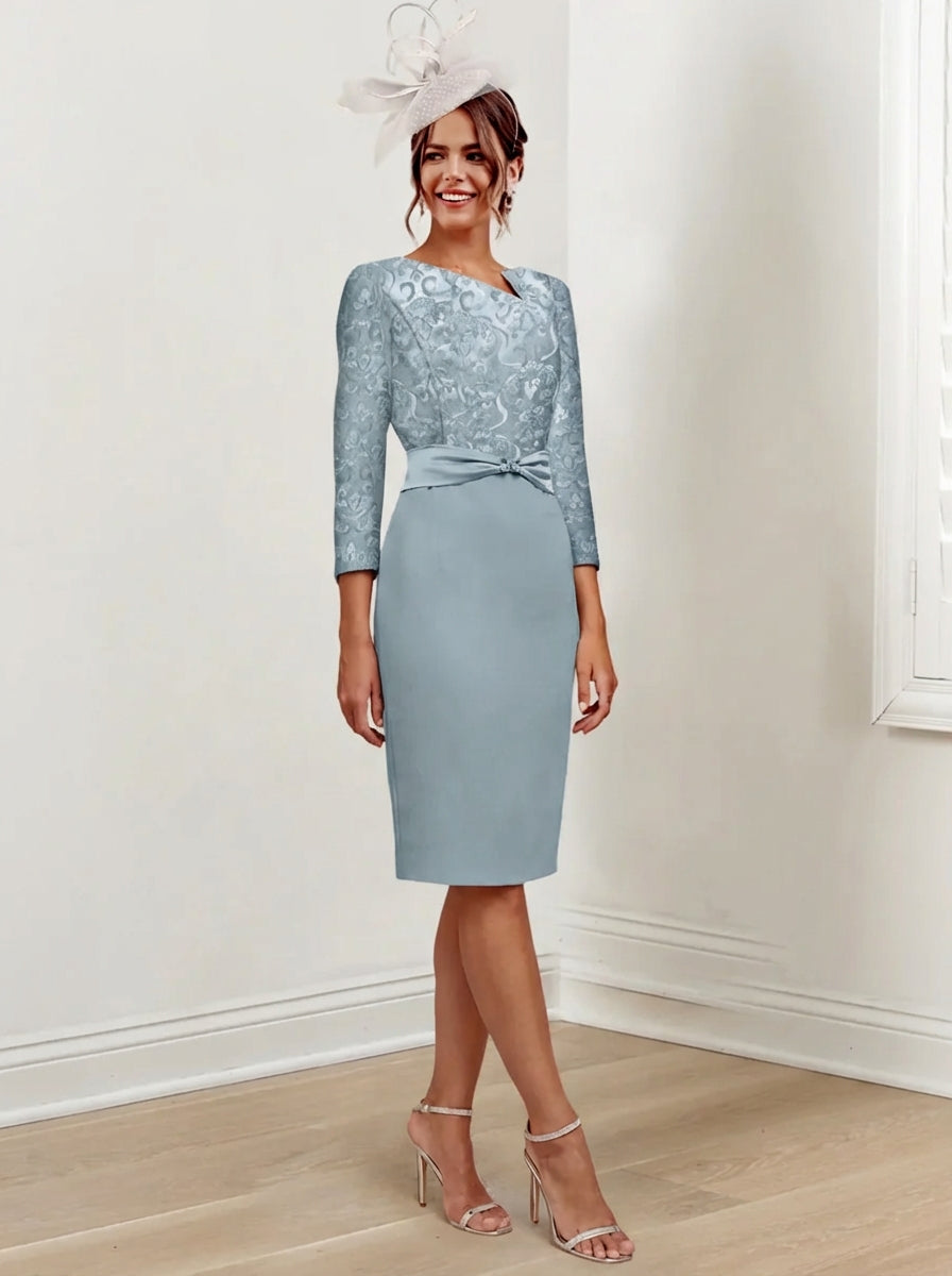 Sheath/Column Jewel Neck Knee-Length Mother of the Bride Dresses