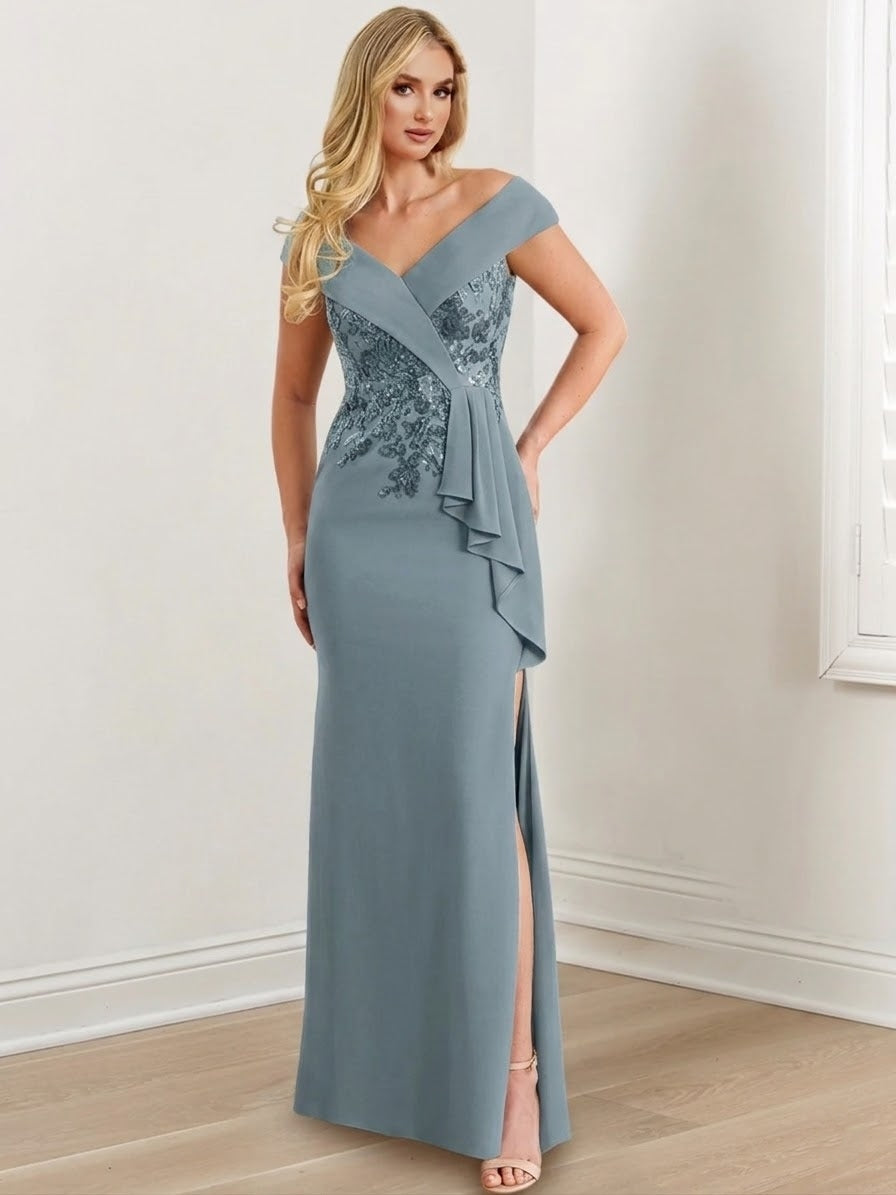 Sheath/Column V-Neck Floor-Length Mother of the Bride Dresses