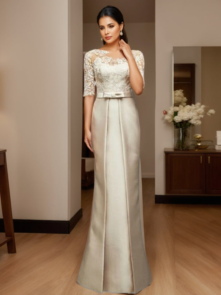Sheath/Column Illusion Neck Floor-length Mother of the Bride Dresses