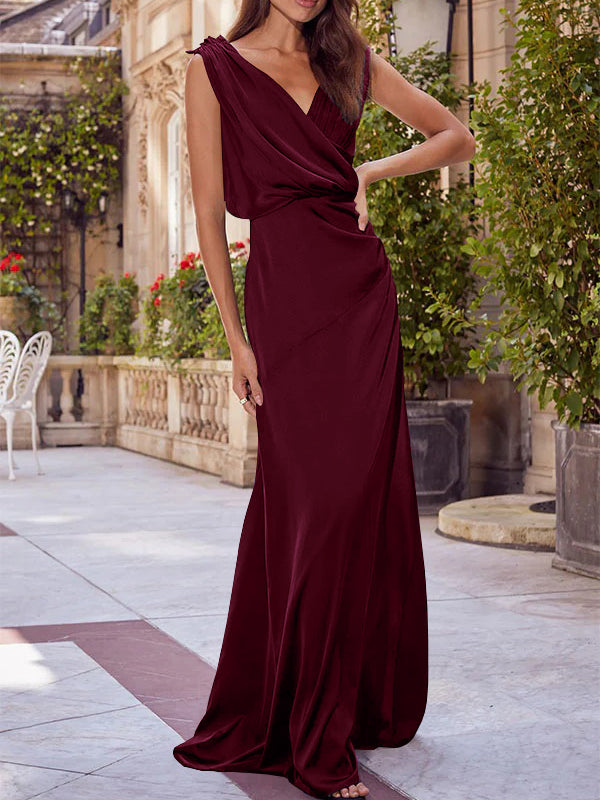 Mondressy Mother of the Bride Dresses 2026 A-Line/Princess V-Neck Sleeveless Floor-Length Formal Evening Dress with Ruched, Navy Blue Mondressy Mother of the Bride Dresses 2026 A-Line/Princess V-Neck Sleeveless Floor-Length Formal Evening Dress with Ruched, Navy Blue