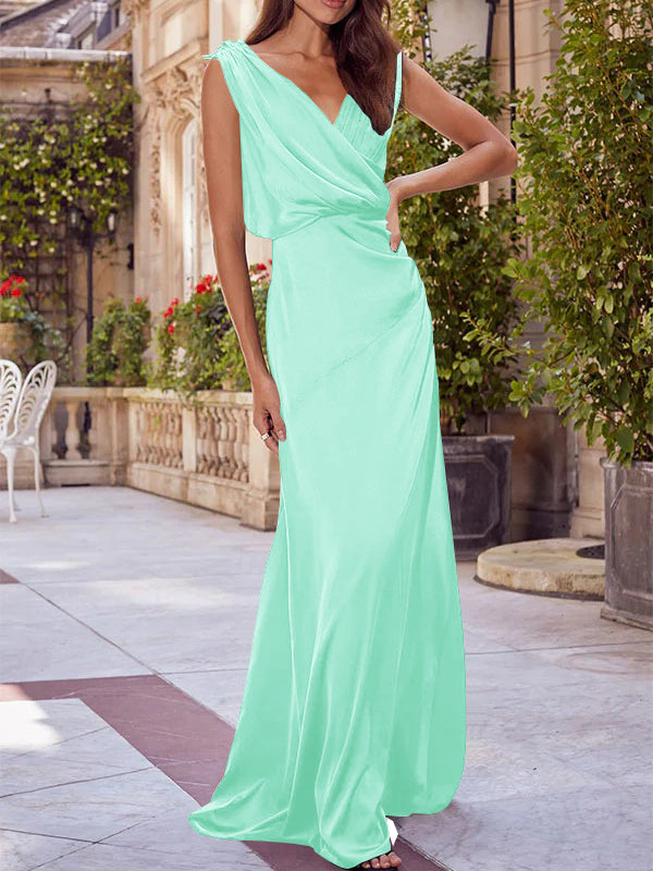 A-Line/Princess V-Neck Sleeveless Mother of the Bride Dresses with Ruched