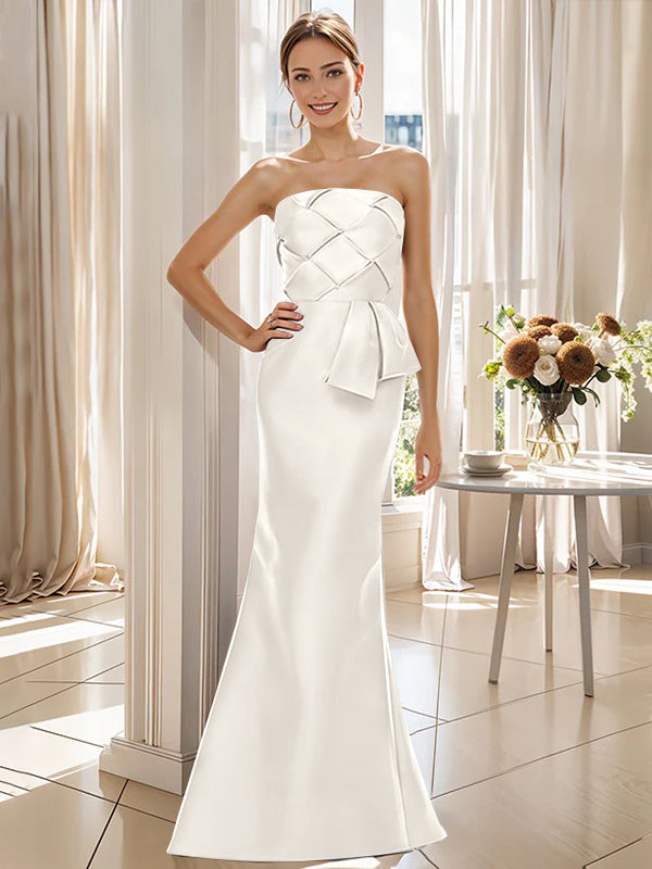 Trumpet/Mermaid Strapless Sleeveless Floor-Length Mother of the Bride Dresses with Bowknot