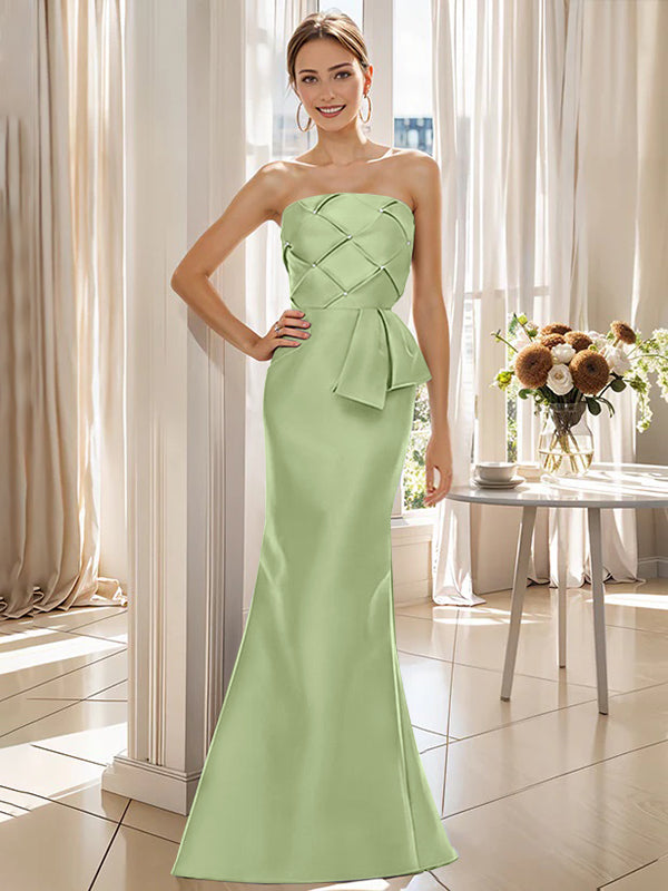 strapless mother of the bride dresses Gray Mother of The Bride Dresses 2026 Strapless for Women Satin Mermaid/Trumpet Sleeveless Floor-Length Formal Evening Gowns, Gray